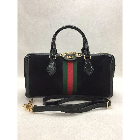 GUCCI Suede Off Dia GG Medium Shoulder Bag Shale Line - Picture 1 of 8